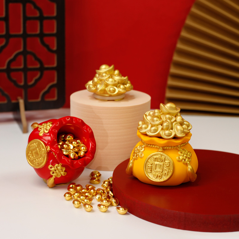 Set 2 Hủ Đựng Muối Gạo Thần Tài Lộc, May Mắn Đầu Năm Mới Trang Trí Ban Thờ, Bàn Làm Việc