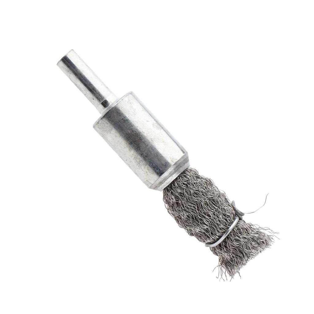 2 Piece Stainless Steel Pen Shape Crimped Wire Brush 6mm Shank 6 x 16mm 0.15