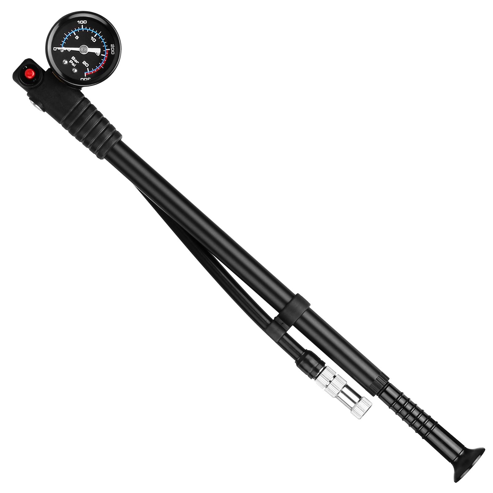 Máy bơm không khí 300 psi tức thời Presta Schrader Valve cho xe đạp leo núi với máy đo cho hệ thống treo phía sau