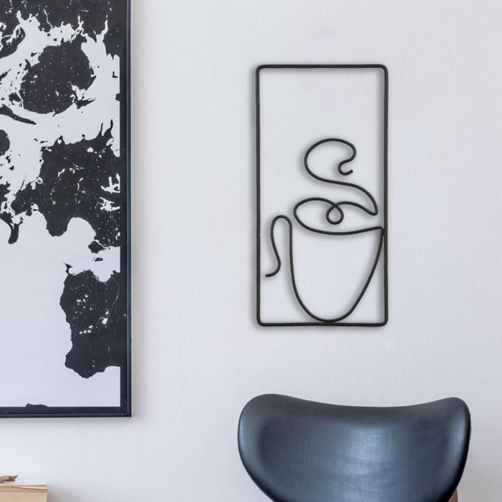 Metal Wall Art Decors Wall Sculptures Painting Line Drawing Wall Hanging Silhouette for Living Room Outdoor Office Bathroom Decoration