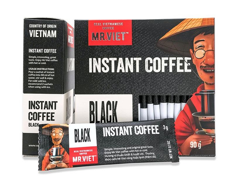 Cà phê Đen Hòa Tan Mr Việt 40g - Mr Viet Black Instant Coffee - (20 gói x 2gr )