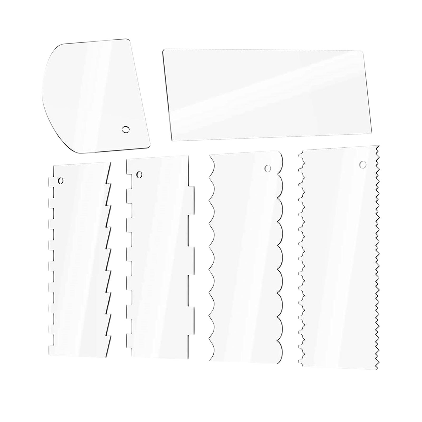 6 Pieces Acrylic Cake Scraper for Cake Edges Icing Mousse Kitchen Supply