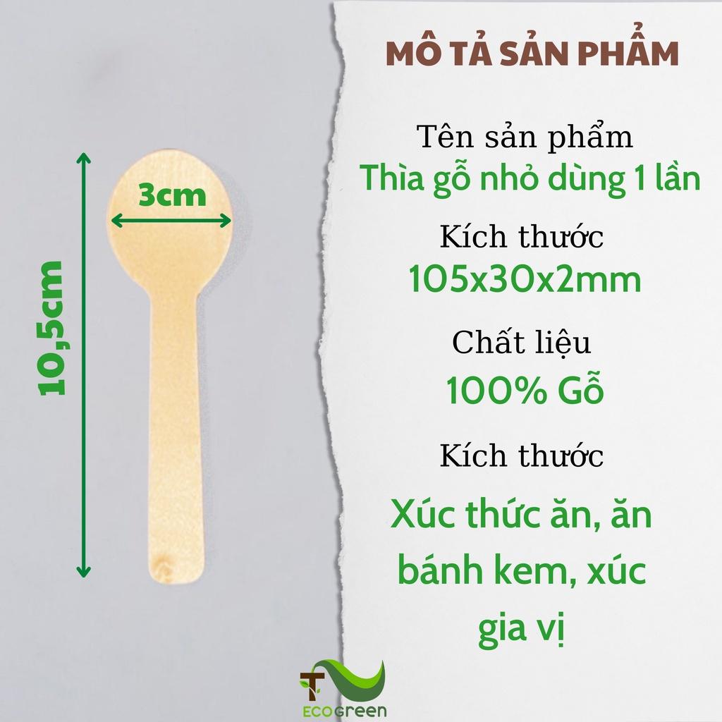 (Túi 100 cái)Thìa Gỗ 10,5cm, Muỗng Gỗ Ngắn Dùng 1 Lần Chất Lượng Cao An Toàn Cho Môi Trường