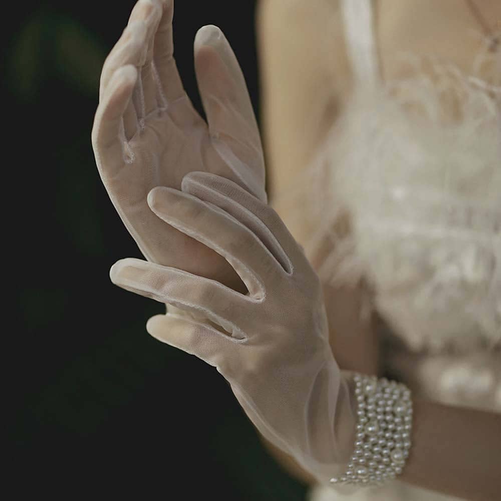Găng tay trong suốt đính ngọc trai sang trọng cho Cô dâu và Dạ hội, đi tiệc, sự kiện, lễ hội, chụp ảnh MS: 43958