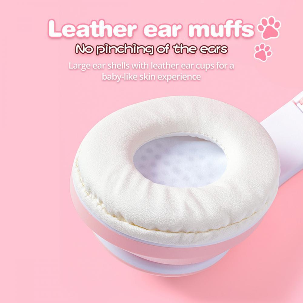 ANKNDO Bluetooth Phát Sáng Tai Mèo Nhiều Màu Sắc Tai Nghe Có Mic Stereo Di Động Có Thể Gập Lại Âm Nhạc Đầu Tai Nghe Không Dây