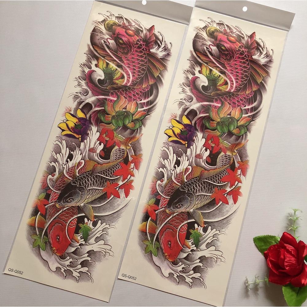 Combo 2 tấm hình xăm dán kín tay cao cấp 17x48cm: cá chép (Shop phát ngẫu nhiên hoặc khách nhắn tin chọn mẫu)