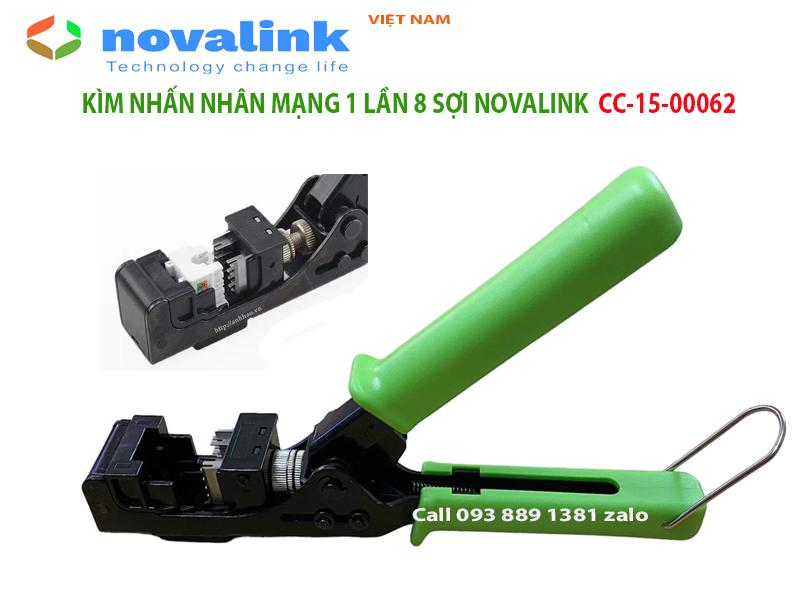 Kìm bấm nhân mạng 8 sợi (bấm 1 lần 8 sợi dây mạng) Novalink CC-15-00062 - Hàng nhập khẩu chính hãng, made in Taiwan, đủ thuế VAT, COCQ