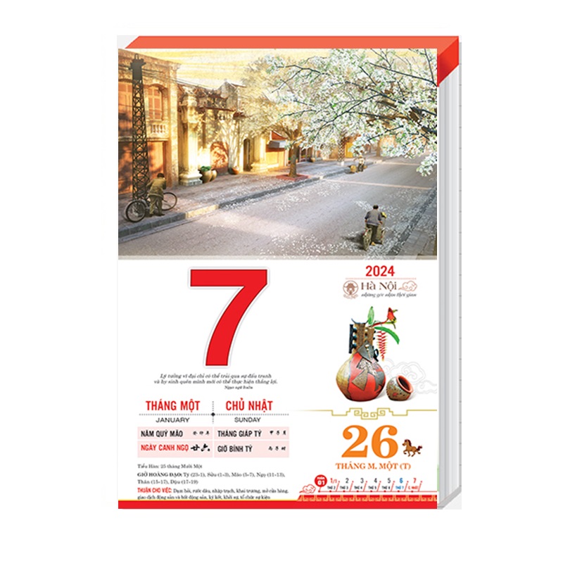 Bloc lịch 2024 - kích thước 20cm x 30 cm – Lịch Hà Nội NH07