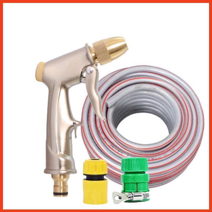 Rửa xe tưới cây Bộ dây và vòi xịt tăng áp lực nước 300% loại 30m cút nhựa,nối nhựa 206701-1