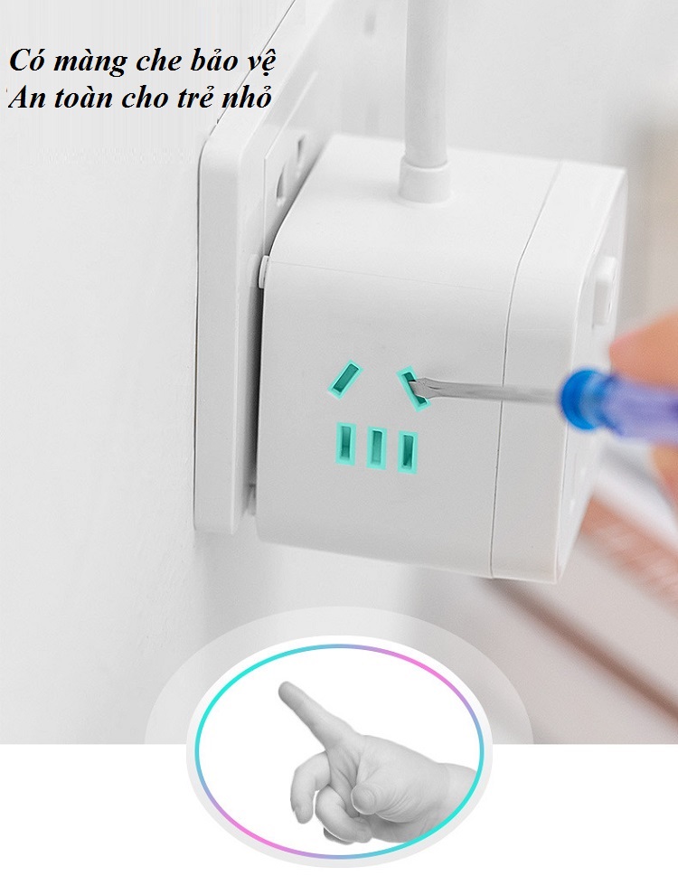Ổ cắm đa năng hình khối Rubik Tích Hợp Đèn Ngủ Và Ổ Cắm USB