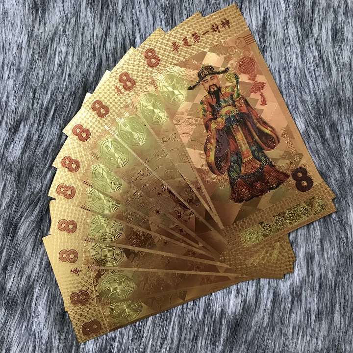 Vật phẩm sưu tầm tờ tiền Thần Tài màu vàng, cầu may mắn, tài lộc, dùng để trang trí trong nhà, mang theo trong ví - SP002380