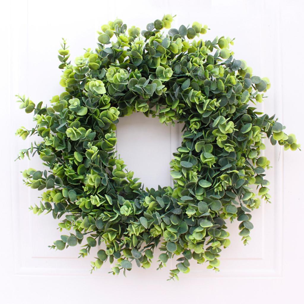 Artificial Wreath Fake Eucalyptus Leaf Front Door Hanging Green