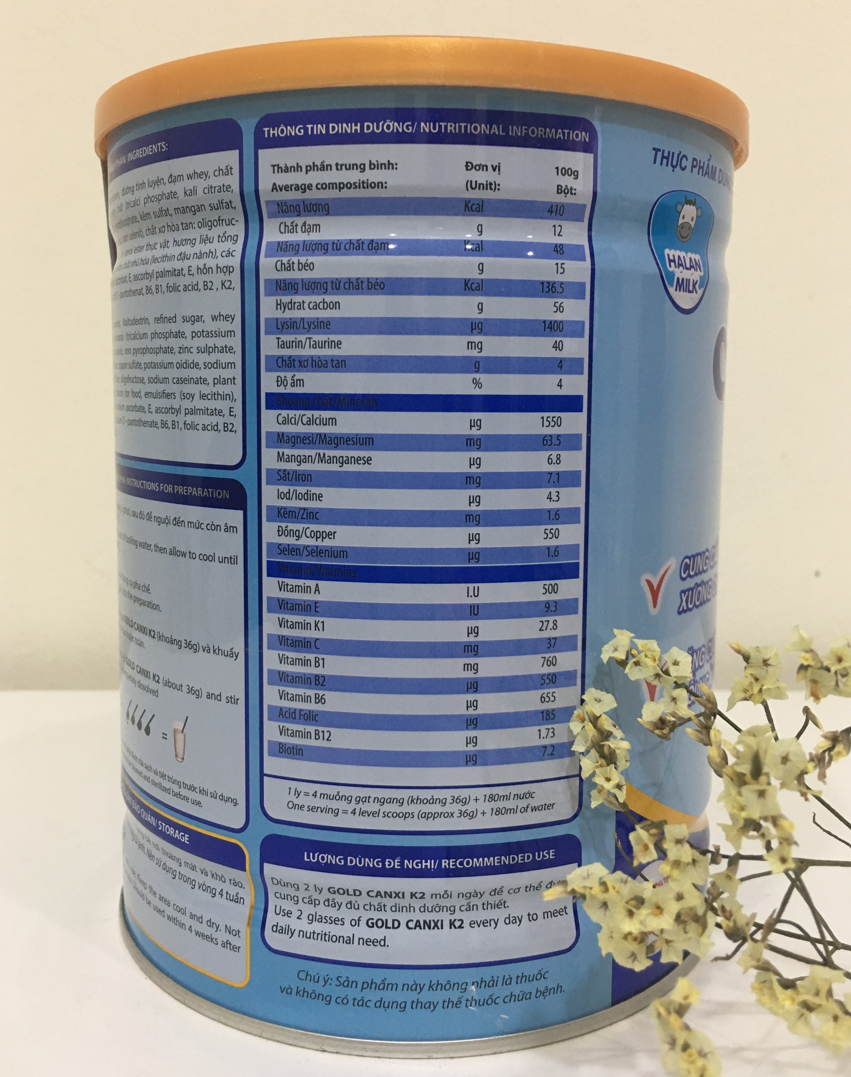 Sữa UtiMilk Canxi Gold 900g -VietNam24h - Cung cấp Canxi cho xương chắc khỏe, Tăng cường sức khỏe mỗi ngày