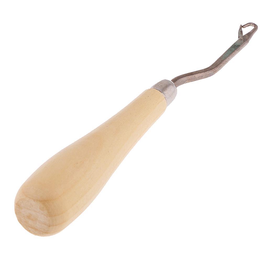 Crochet Hook Latch Lock Micro Hair Bearded Needle Rug Making Wooden Handle