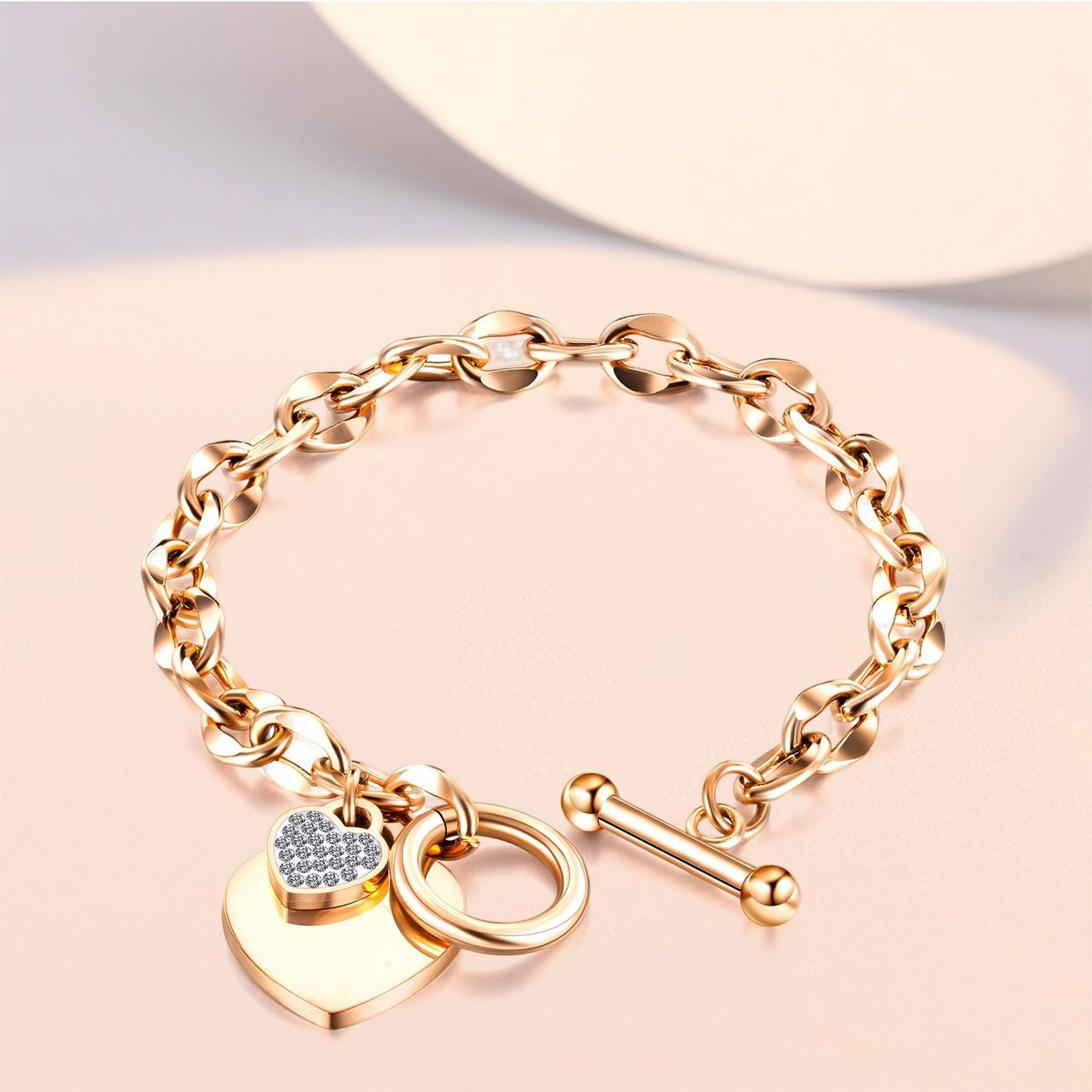 Love Heart Charm Pendant Bracelet Women Jewelry Anniversary Gift Stylish