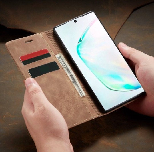 Bao da bò thật dạng ví chính hãng Caseme dành cho Samsung Note 10