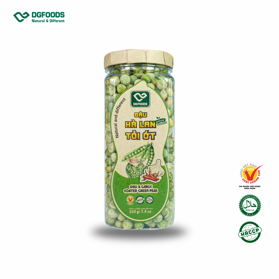 Đậu hà lan tỏi ớt 230g DGfoods/Chili & garlic coated green peas/Non GMO/DGfoods/HVNCLC/HACCP/HALAL/Đặc sản Cần Thơ,Tết