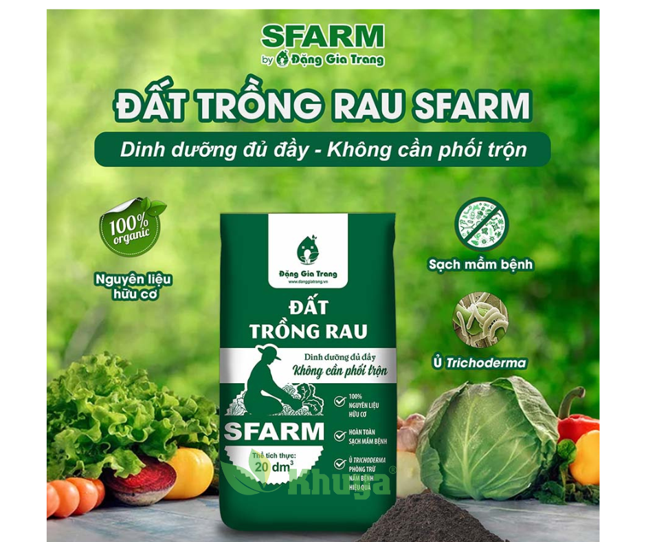 Đất trồng rau SFARM 20dm3 khoảng 8-9kg