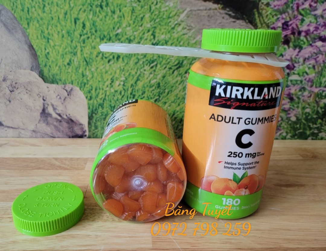 Kẹo dẻo bổ sung vitamin C Kirkland Adult Gummies C 250mg 180 viên mẫu mới không bọc đường Chuẩn hàng Mỹ - Tăng đề kháng, chống oxy hóa