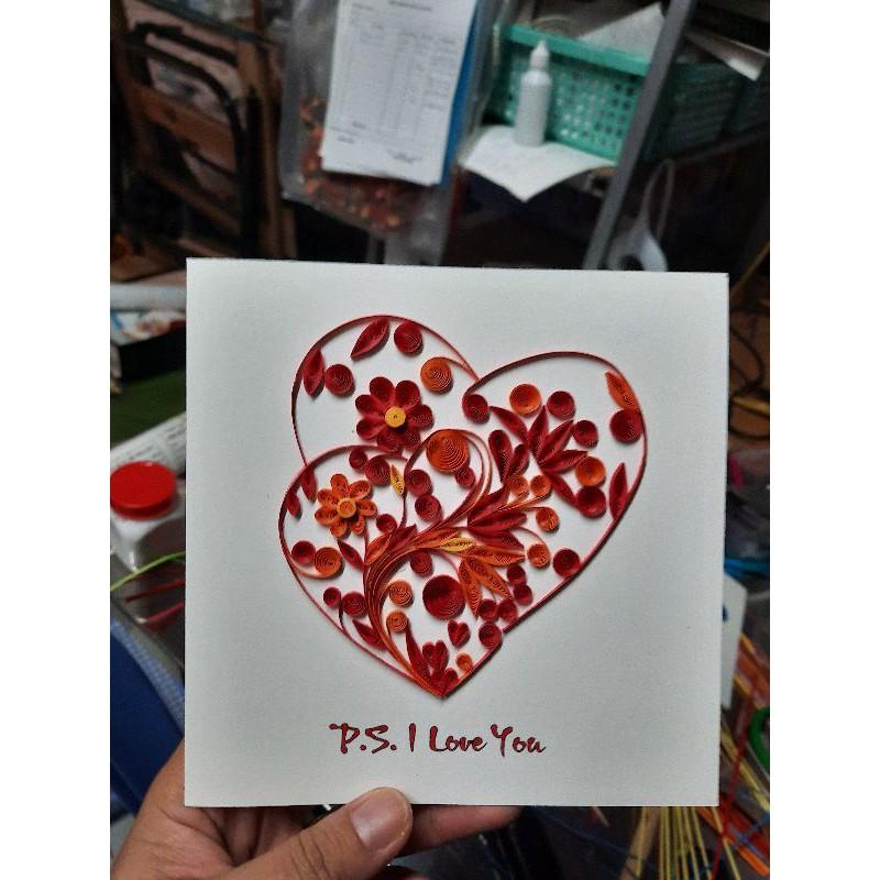 THIỆP QUILLING, THIỆP HANDMADE TÌNH YÊU NHIỀU MẪU