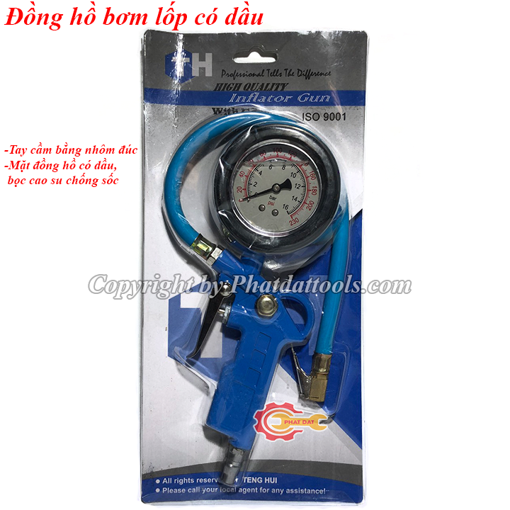 Đồng hồ bơm lốp có dầu-Tay bơm lốp đồng hồ dầu cao cấp