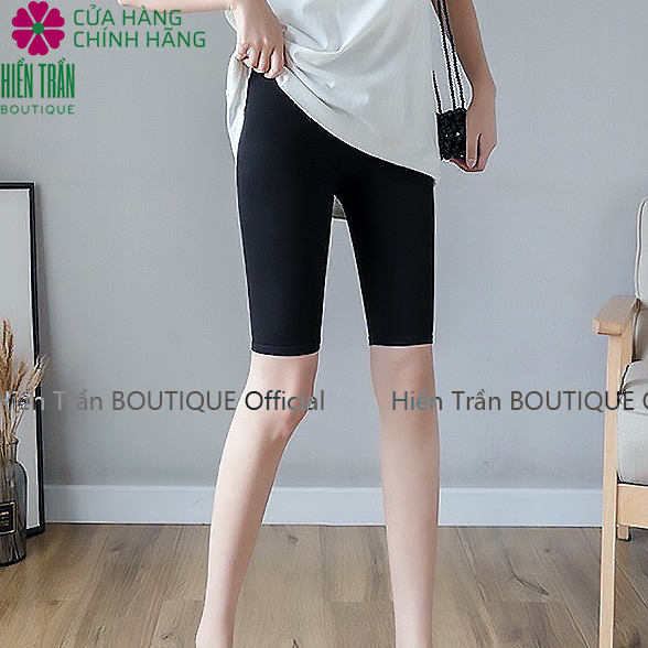 Quần legging lửng Hiền Trần BOUTIQUE cạp chun vải cao cấp thun ngố nữ co giãn tốt dáng ôm