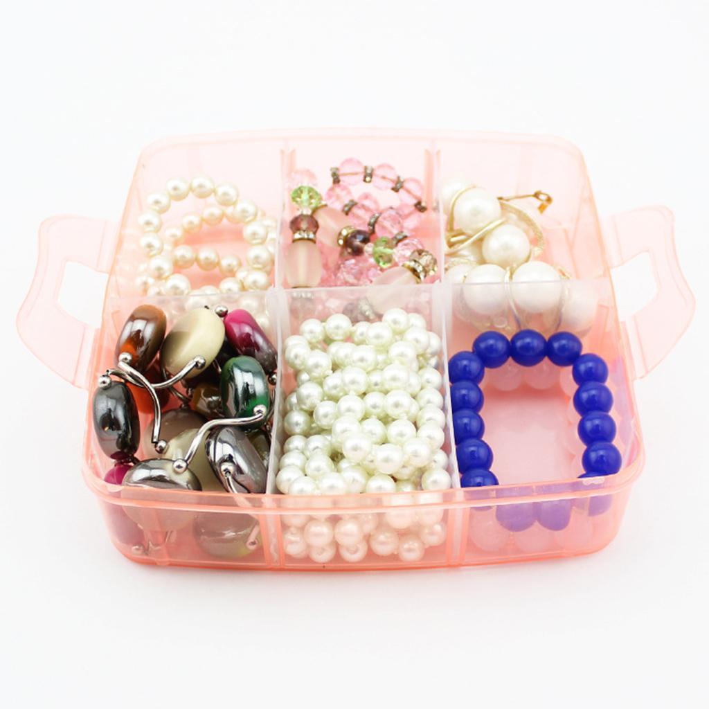 2x Plastic Clear Jewelry Bead Organizer Box Storage Box Craft Tools