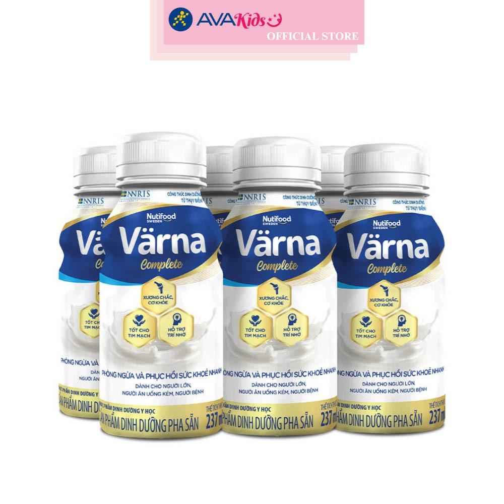 Thùng 24 chai sữa bột người lớn pha sẵn Nutifood Varna Complete hương nhạt thanh 237 ml