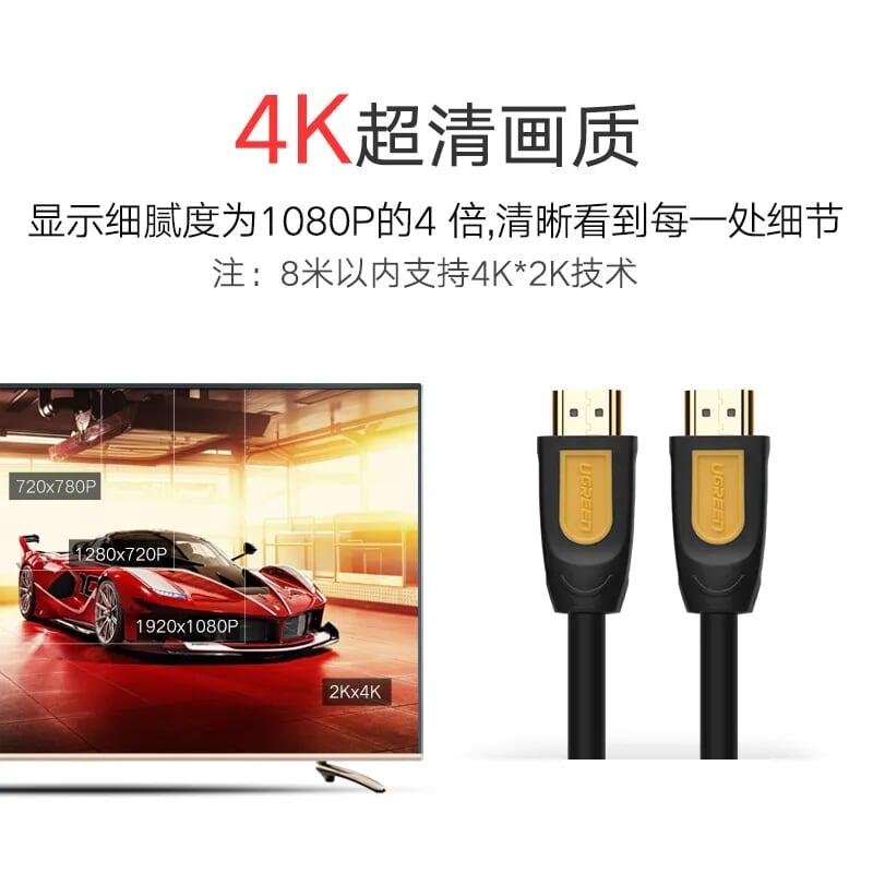 Ugreen UG40422HD101TK 0.75M màu Vàng Cáp tín hiệu HDMI chuẩn 1.4 hỗ trợ phân giải 4K * 2K 60hz cáp dẹt - HÀNG CHÍNH HÃNG