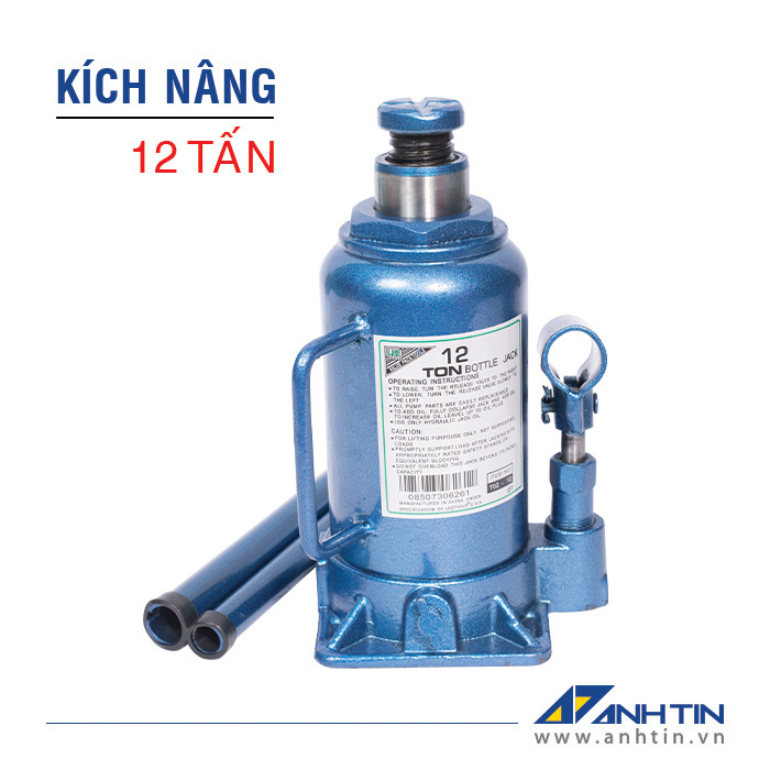 Con đội 12 tấn | Kích nâng xe ô tô xe tải | Kích thủy lực | 12 tấn | Chiều cao nâng 125mm | Chiều cao ren 60mm