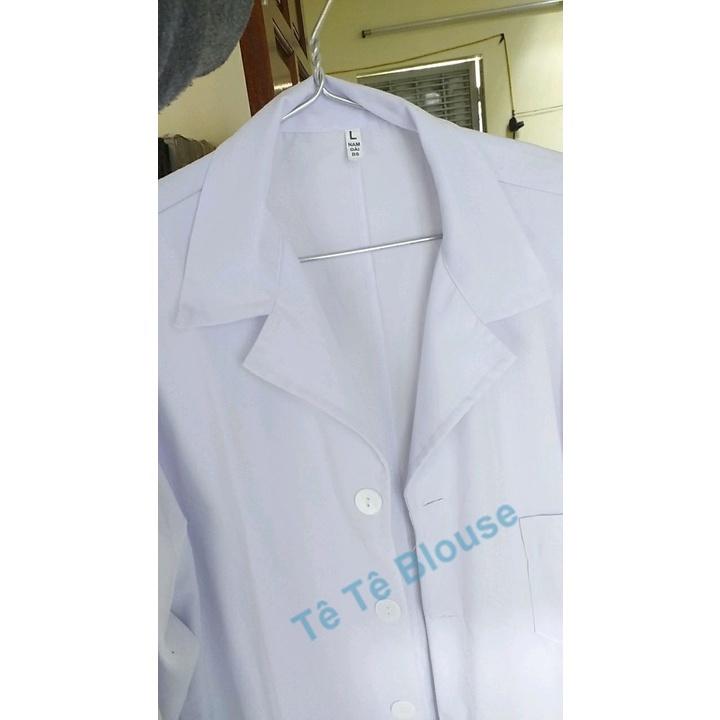Áo Blouse Dài Ngang Gối, Cộc Tay Nam Nữ, Áo Choàng Bác Sĩ, Phòng Thí Nghiệm, Thẩm Mỹ Viện, Vải Kaki dày và Thô