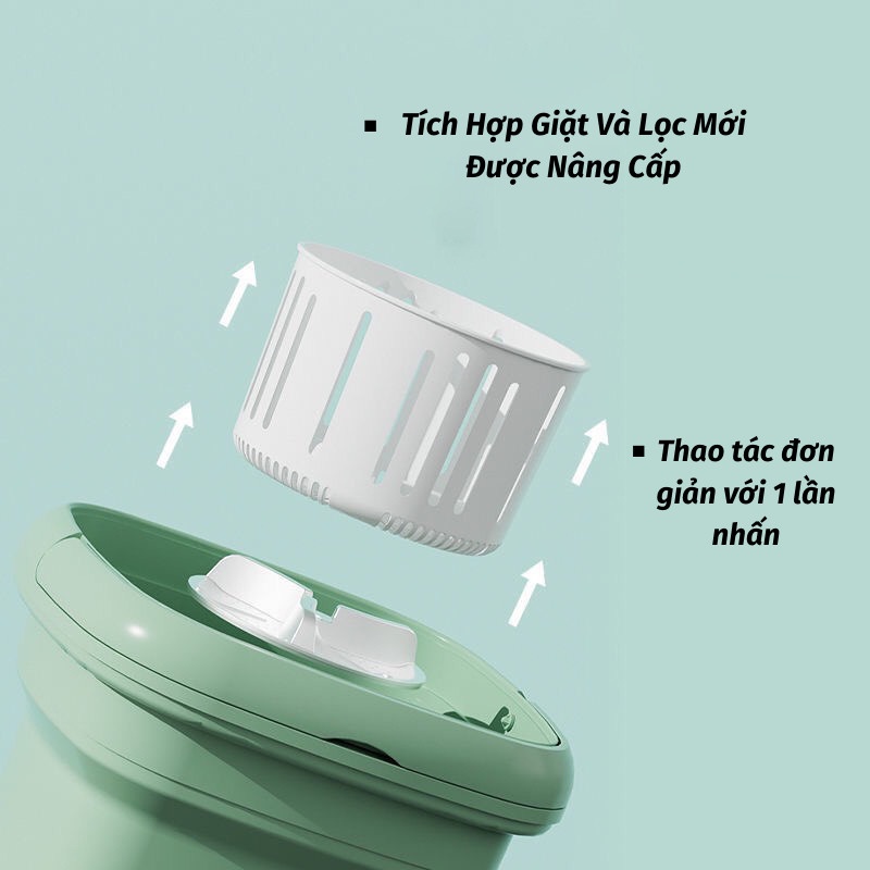 Máy Giặt Mini Clowash Máy Giặt Đồ Nhẹ Du Lịch Gấp Gọn Vắt Khô Khử Khuẩn Bằng Ánh Sáng Xanh Có Nút Thoát Nước Tiện Lợi Tặng Kèm Lồng Giặt