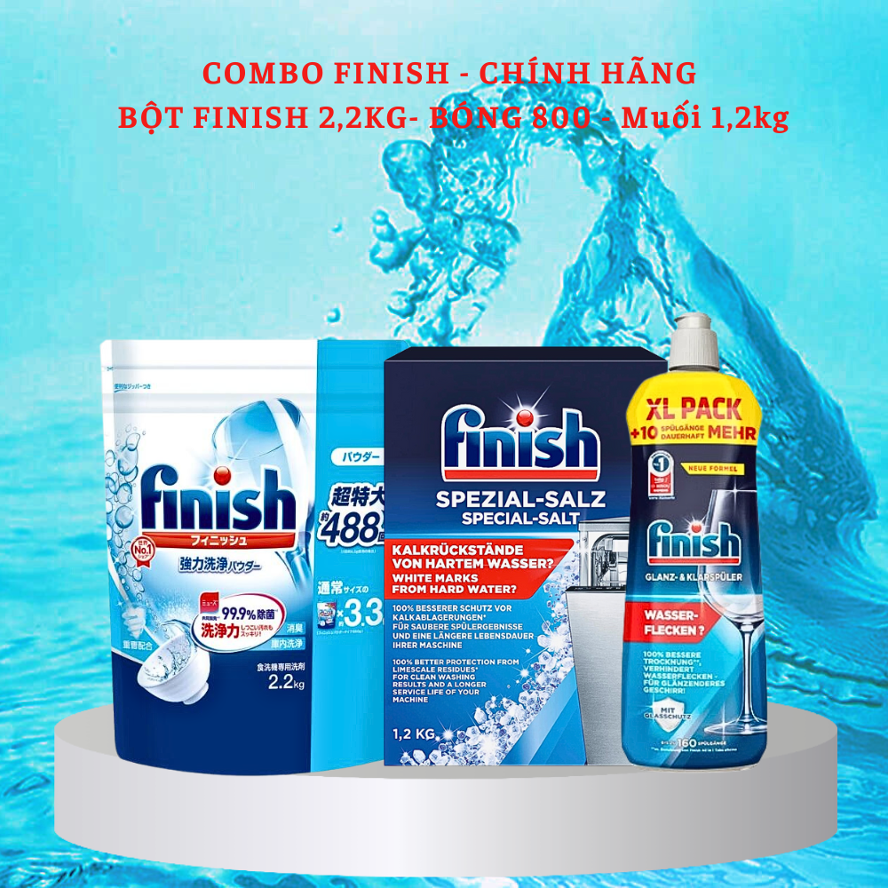 Hình ảnh [Chính hãng] Combo: Bột rửa bát Finish 2,2kg + Muối Finish 1,5kg