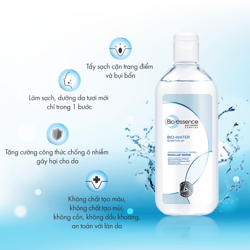 Bộ chăm sóc da Bio-Essence (Nước tẩy trang ẩm mượt Bio-Water Micellar Water 400ml + 2 Nước khoáng Bio-Water Energizing Water 30ml)