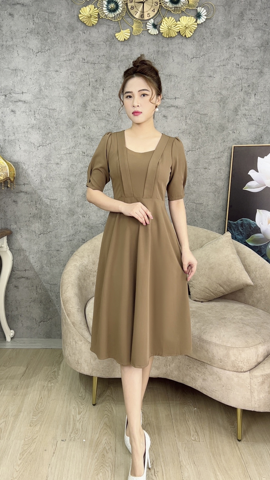 Đầm Trung Niên [ Linh Trà ] (TM 438) Chéo Ý Trẻ Trung Thiết Kế Trang Nhã Thanh Lịch Đi Làm Đi Tiệc