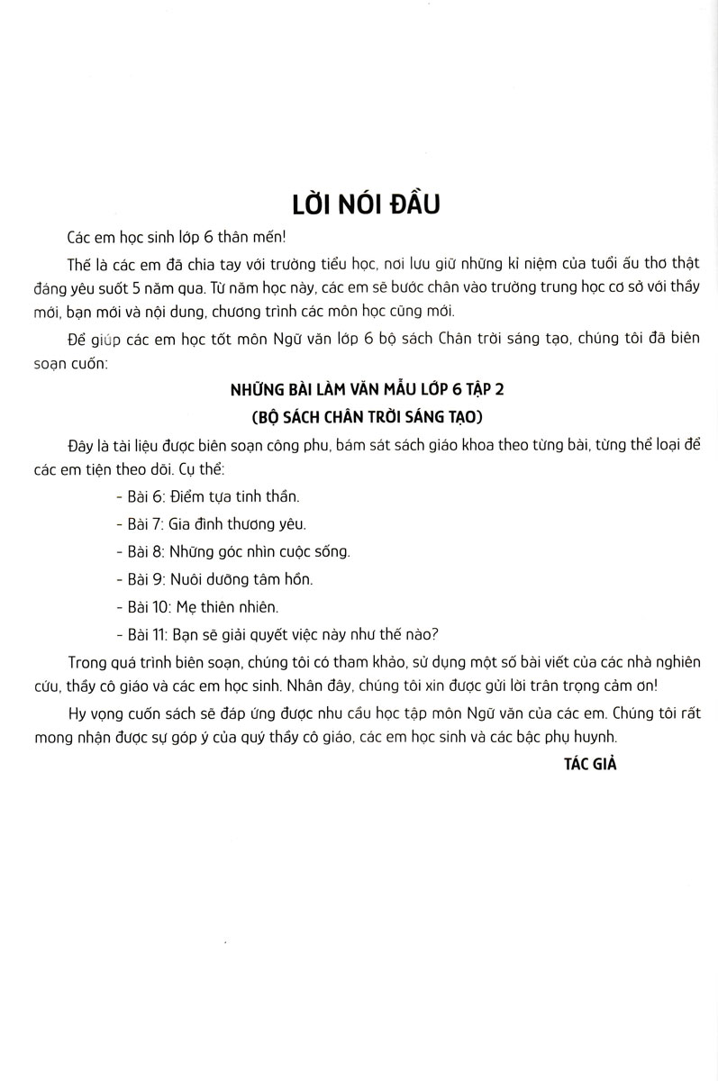 ND - Những Bài Làm Văn Mẫu Lớp 6 - Tập 2 (Bộ Sách Chân Trời Sáng Tạo)