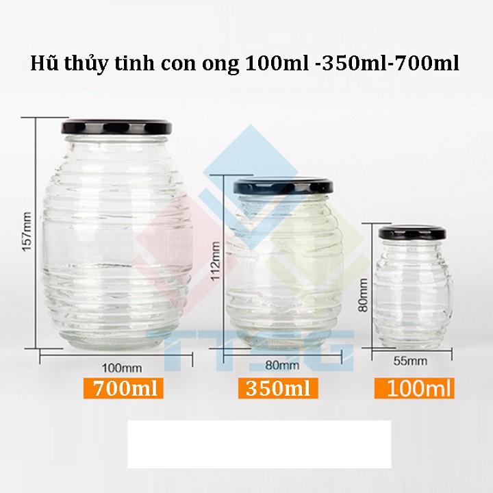 Hũ thủy tinh con ong nắp thiếc 700ml