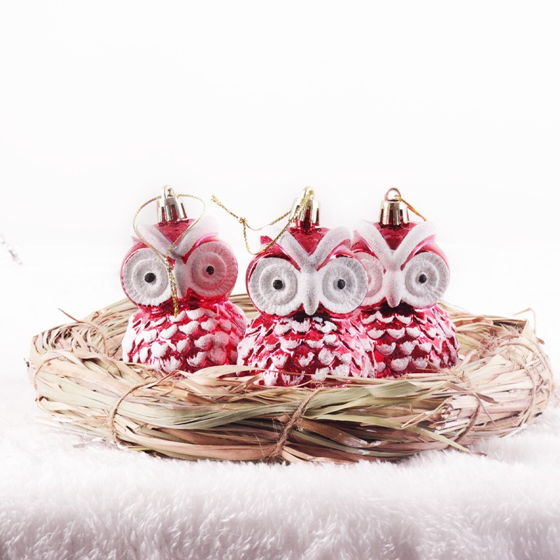 Set 2 Chim Cú E52 Treo Cây Thông Noel Phụ Kiện Trang Trí Giáng Sinh