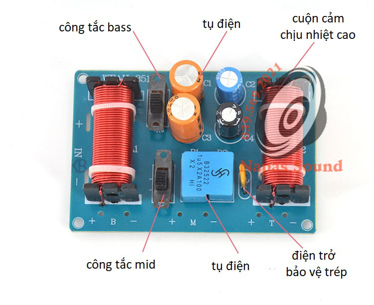 MẠCH PHÂN TẦN 3 ĐƯỜNG TIẾNG WEAH351 - CHỈNH ĐƯỢC ÂM BASS VÀ MID - PHÂN TẦN 3 LOA ĐA NĂNG