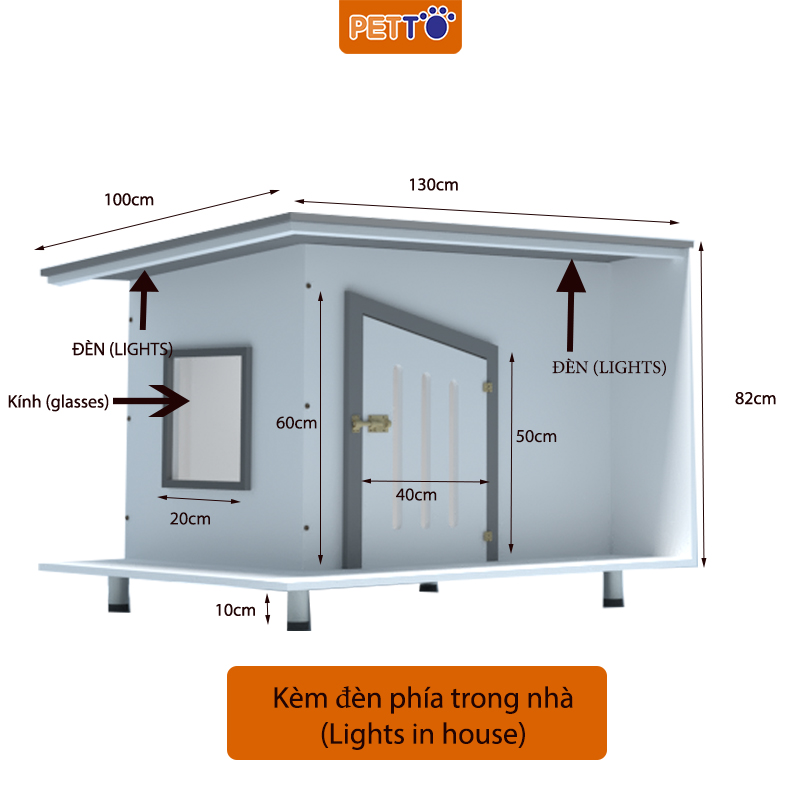 Nhà cho chó lớn ngoài trời BẰNG GỖ Chắc Chắn, Chịu Tác Động bởi thời tiết tốt DH014