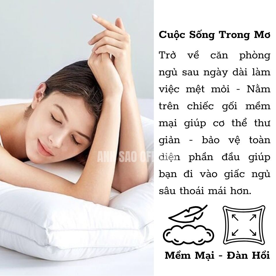 1 Ruột gối Lông Vũ Microfiber A 47 x 67 cm - tặng kèm túi xách sang trọng - Tạo giấc ngủ bồng bềnh, an toàn sức khoẻ