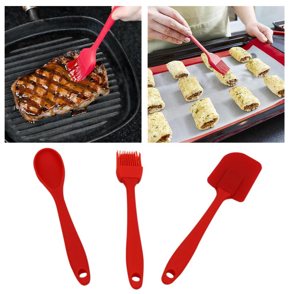 3-in-1 Nonstick Kitchenware Kitchen Ware Scraping Spoon Set Heat-resistant Brush