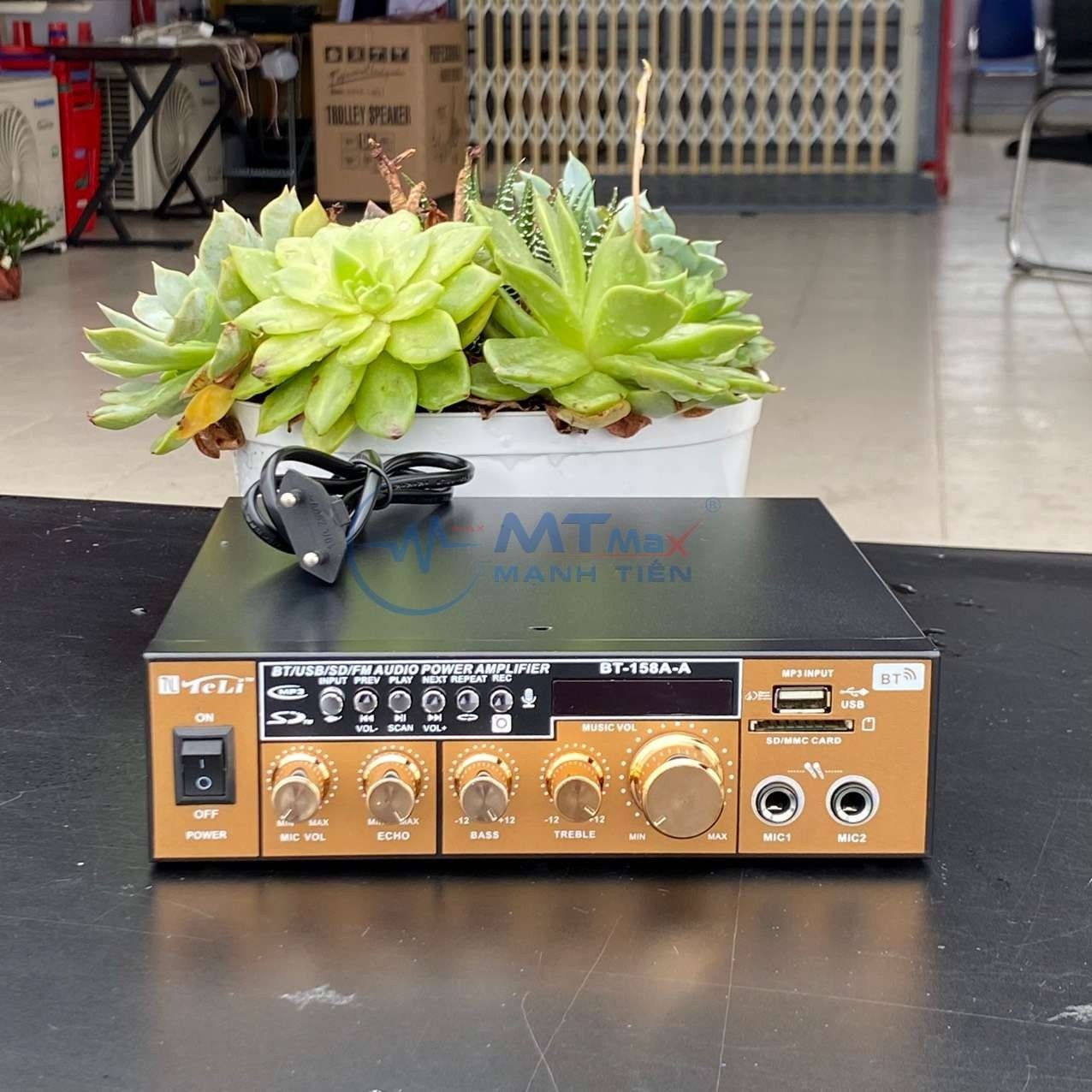 Amply AV128BT - Bộ Khuếch Đại Công Suất Âm Thanh 200W, Đầu Vào 2 Mic BT 5.0 Bộ Thu Âm Thanh Kỹ Thuật Số Karaoke Hi-Fi Stereo Cho Gia Đình Hàng Chính Hãng