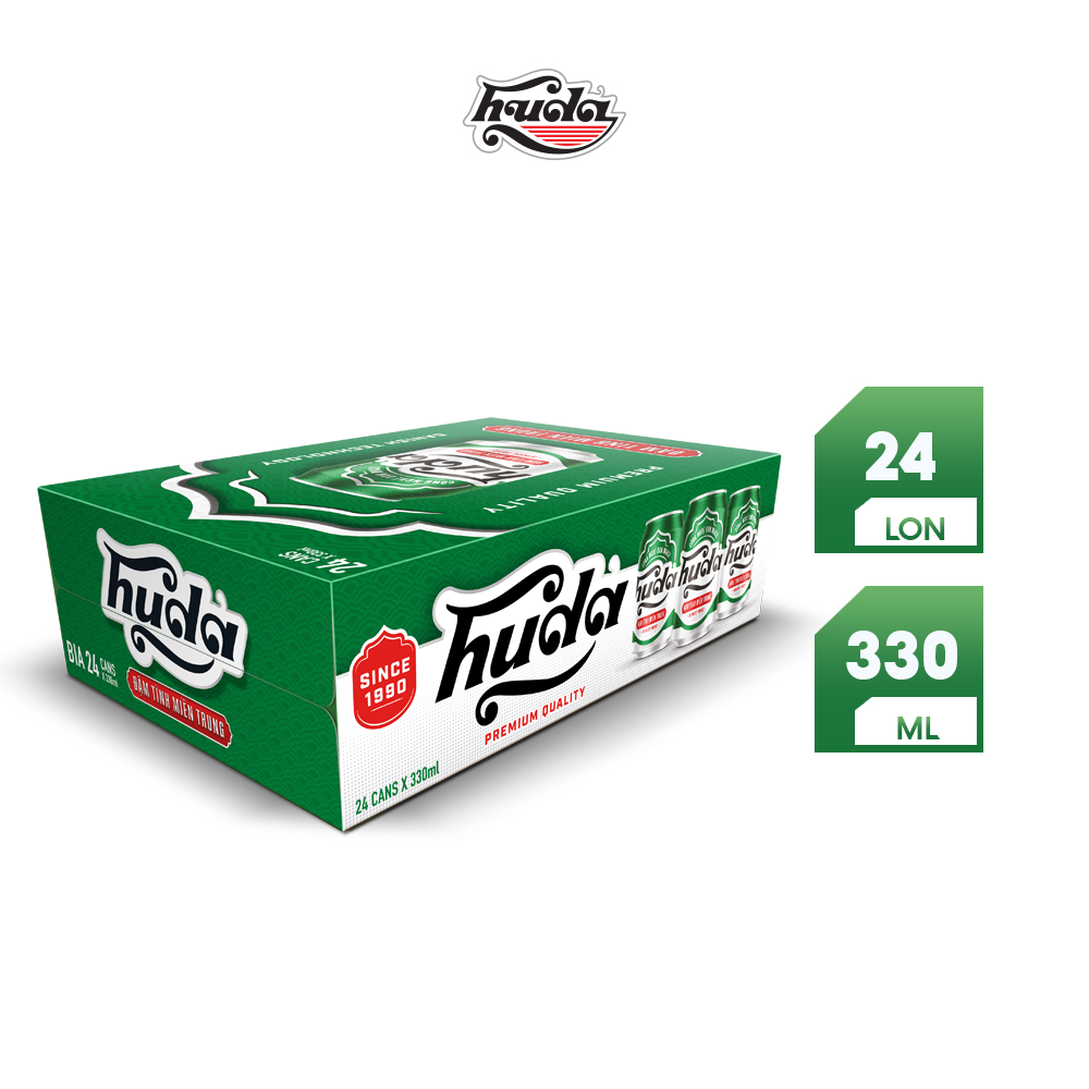 Nồng độ cồn 4.7% - Thùng 24 lon bia Huda 330ml