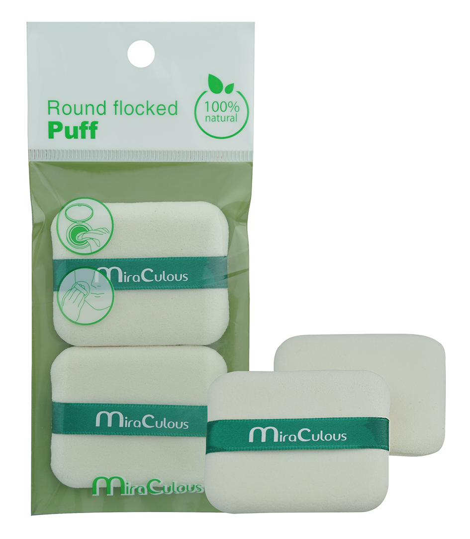 Bông phấn ướt tay cầm MiraCulous hình vuông bịch 2 miếng tặng kèm móc khóa 1 túi - 2 bông