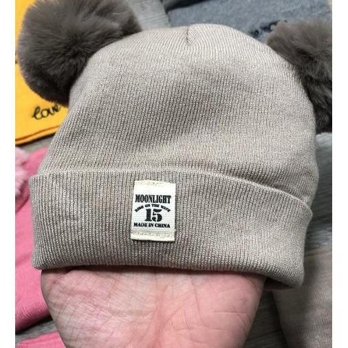 Sét Mũ len 2 quả bông kèm khăn cho bé