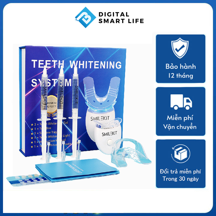 Máy Tẩy Trắng Răng Smile Kit Giúp Làm Trắng Răng Được Nha Sĩ Khuyên Dùng Công Dụng Tốt Như Miếng Dán Trắng Răng Baking Soda Trắng Răng Giúp Lấy Cao Răng Tại Nhà - Tặng Kem Đánh Răng Trắng Răng