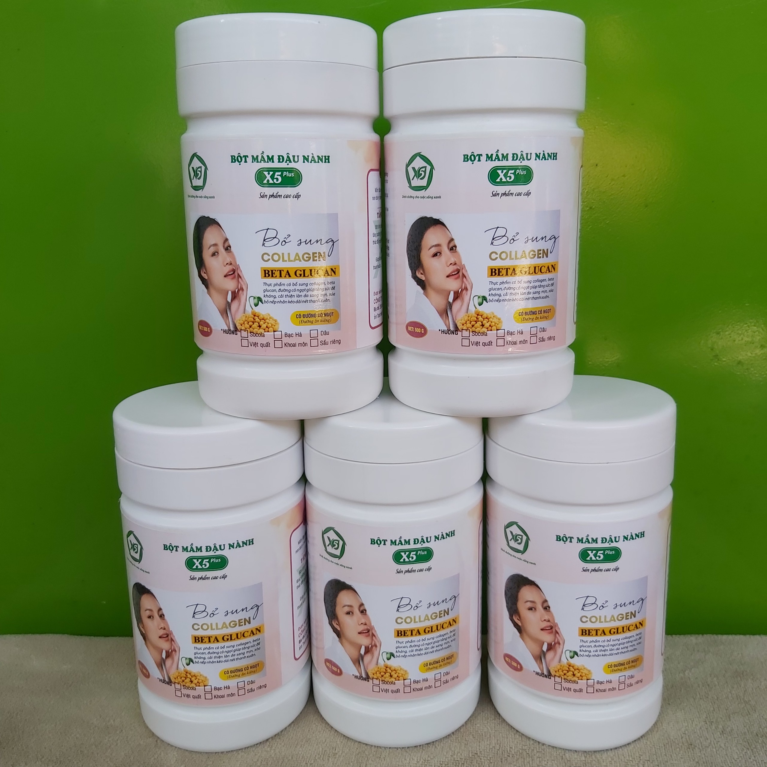 Combo 3 Hộp Bột Mầm Đậu Nành X5 Có Bổ Sung Collagen, Betaglucan (Tặng trà mầm ngũ cốc X5- 200gr)