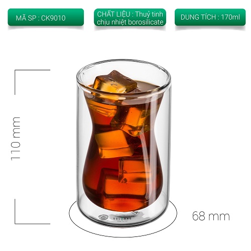 Ly thủy tinh 2 lớp 170ml CAFE DE KONA