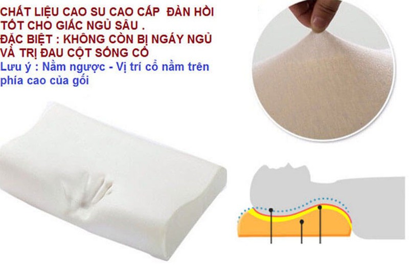 Gối Cao Su Non Chống Đau Cột Sống Tặng Kèm Áo Gối Sang Trọng